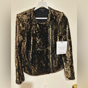 Rachel Zoe Black and Gold Sequin Blazer